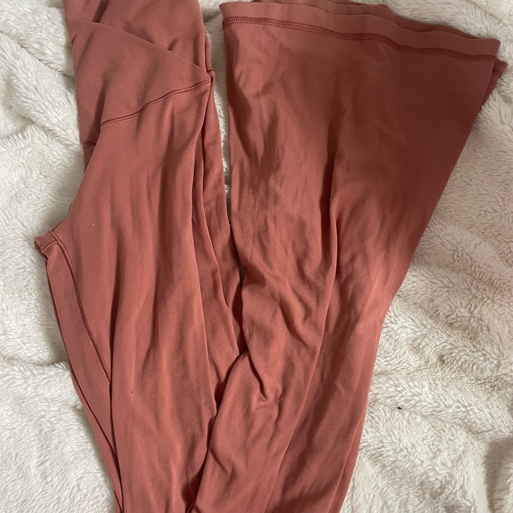 Aerie Dark Peach/Brown Cross-Over Flare Leggings Soft Stretchy Fit